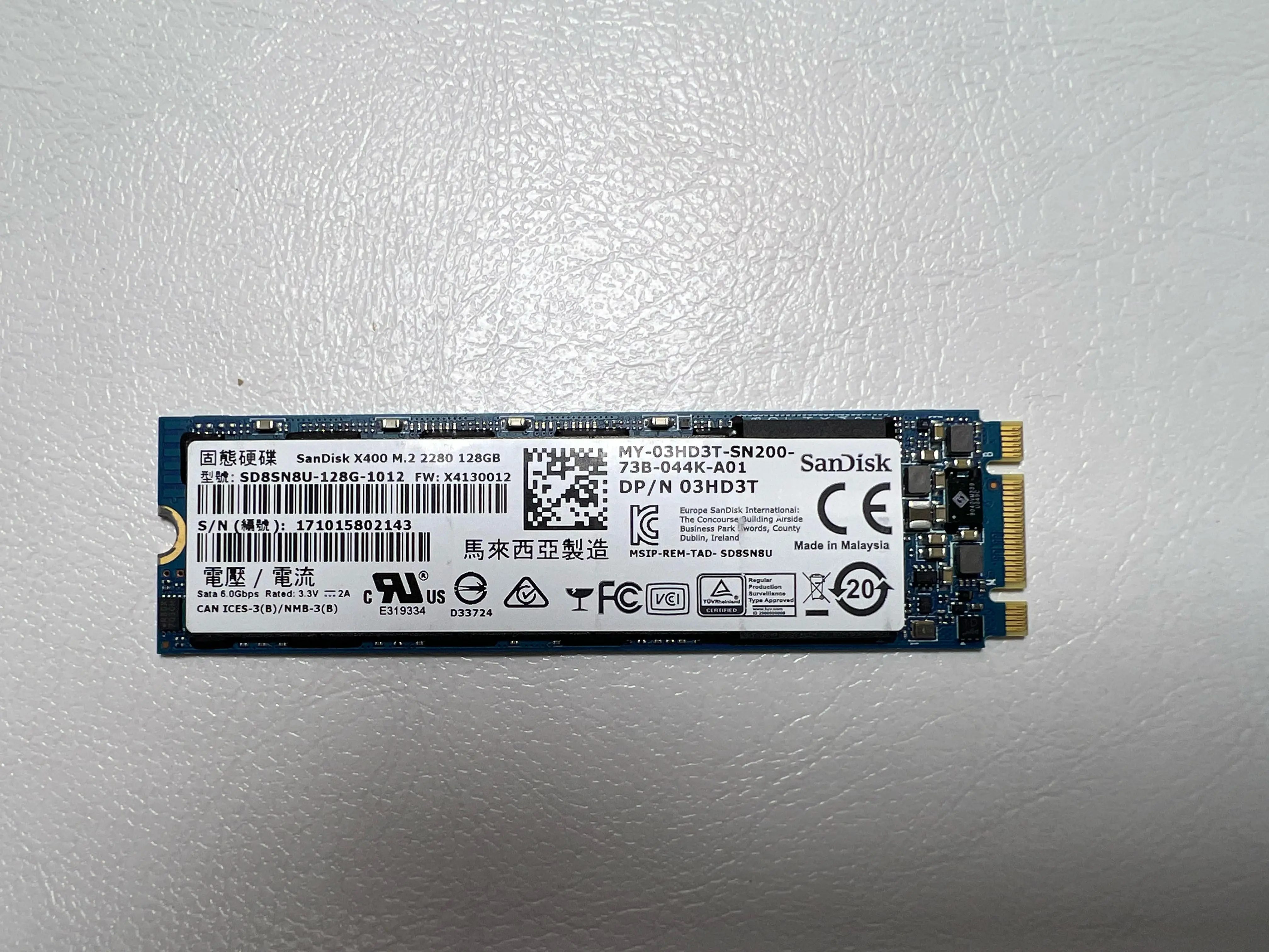Toshiba 256GB NVMe 2280 M.2 SSD